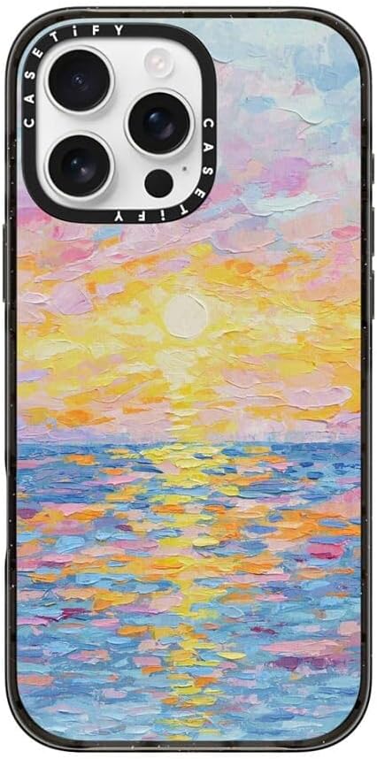 CASETiFY Impact Case for iPhone 16 Pro Max [Slim / 8.2 ft. 4X Military Grade Drop Protection/Compatible with Magsafe] - Frosted Sunset - Clear Black