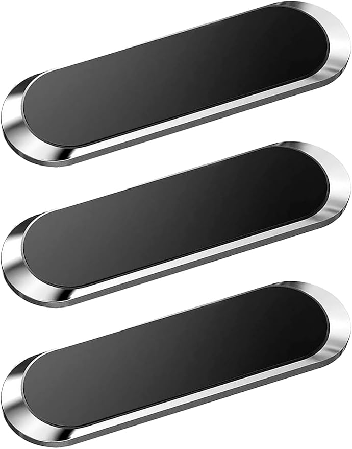 SALEX Flat Magnetic Phone Mount 3 Pack. Silver Cell Phone Holder for Car Dashboard, Wall, Truck. Universal Stick on iPad Wall Magnet Mount Kit for Tablets, Smartphones. Magnetic Phone Mount for iPhone