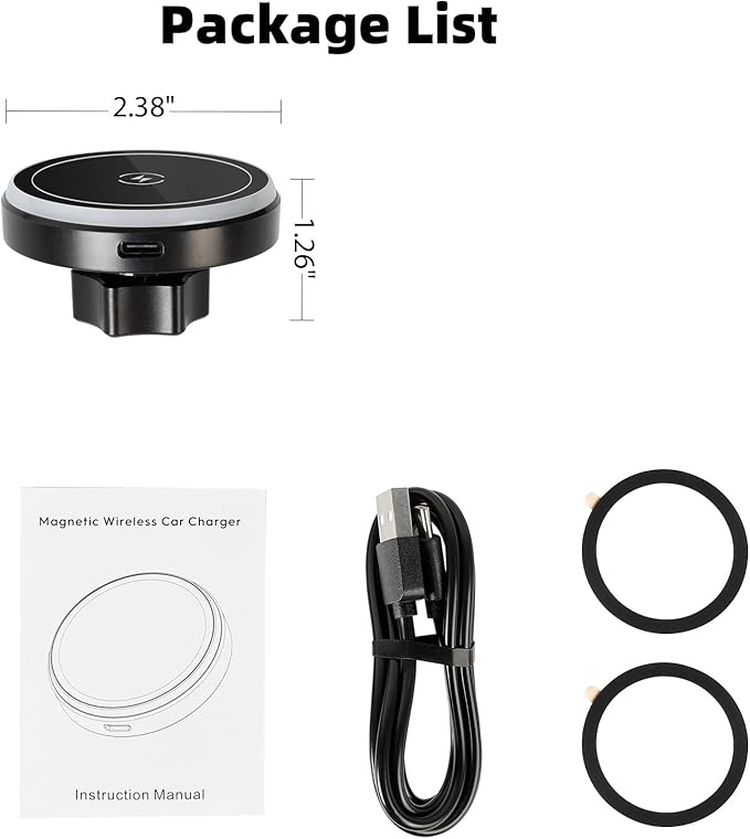 15W Magnetic Wireless Charging Phone Holder with 17mm Ball Socket for MagSafe, Universal Replacement for Car Air Vent, Dashboard, Windshield Phone Holders | Strong Magnet, 360° Rotation