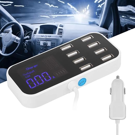 FLEXMAN 90W Powered USB Hub, 5.2V 9.1V 12V 3 Modes Data Hub Portable Car Use Power Adapter with LED Screen for Laptop PC Computer Printer