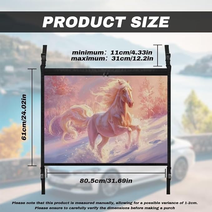 White Horse Print Car Roof Storage Bag Hanging Car Storage Bag Multi-Purpose Car Bag Storage Box Organizer Pouch Pocket One-Size-Fits Car Travel Accessories