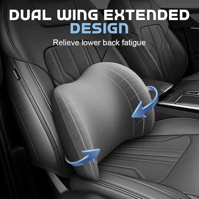 2025 New Car Headrest & Lumbar Support Cushion, Ergonomic Car Seat Headrest Neck Rest Cushion Lumbar Support Pillow Memory Foam & Breathable Removable Cover for Neck Back Pain Relief (Black)