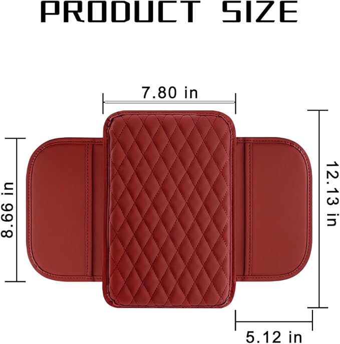 Mandark Car Center Console Cover, Microfiber Leather Vehicle Armrest Protector Cushion with 2 Storage Bags, Auto Interior Arm Rest Seat Box Pad Accessories, Universal for SUV, Sedan, Truck (Wine Red)
