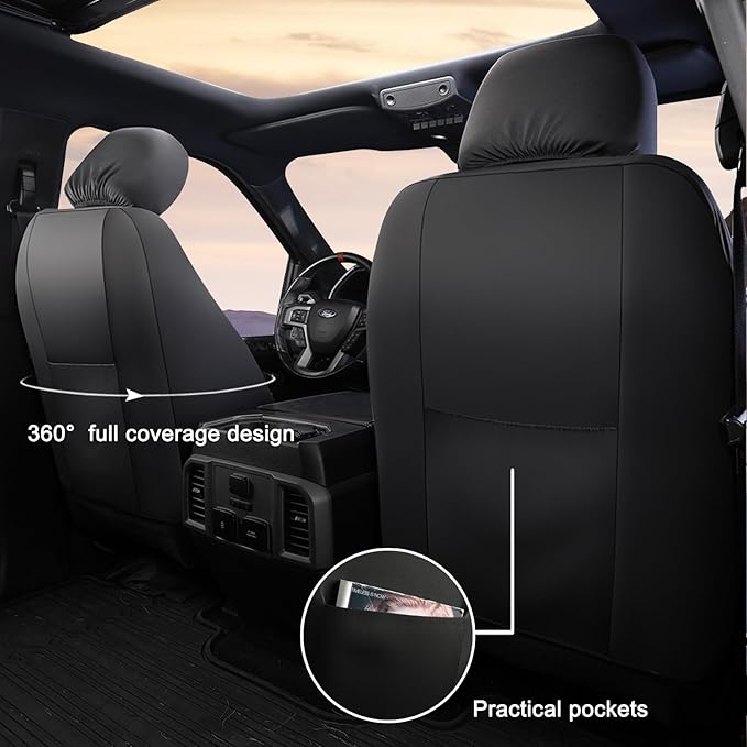 GIANT PANDA 2 Pcs Front 3D Air Mesh Car Seat Cover Custom Fit Ford F150 F250 F350 F450 SuperCrew/Crew Cab Pickup Trucks,Breathable Cooling Seat Protector with Composite Sponge Inside(Gray)