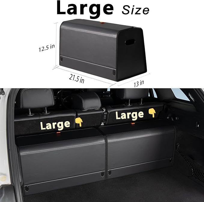 GMQ Trunk Organizers for Car,Car Organizers and Storage for SUV,Magnetic Lid with Collapsible Storage, Large Capacity for SUV, Truck, MPV (L-21.5×13×12.5 IN)