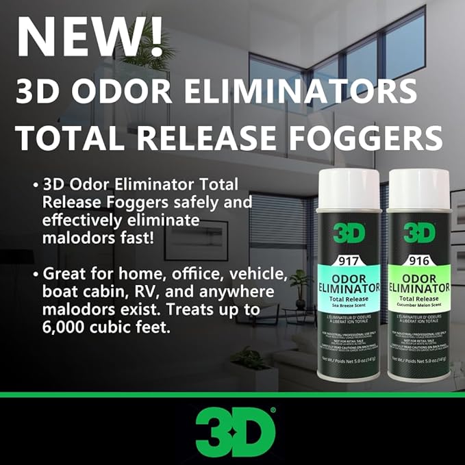 3D Odor Eliminator Total Release Fogger, Powerful Air Freshener and Odor Control, Aerosol Bomb Neutralizes Unwanted Smells in Home Office RV, Cucumber Melon Scent, 5 oz