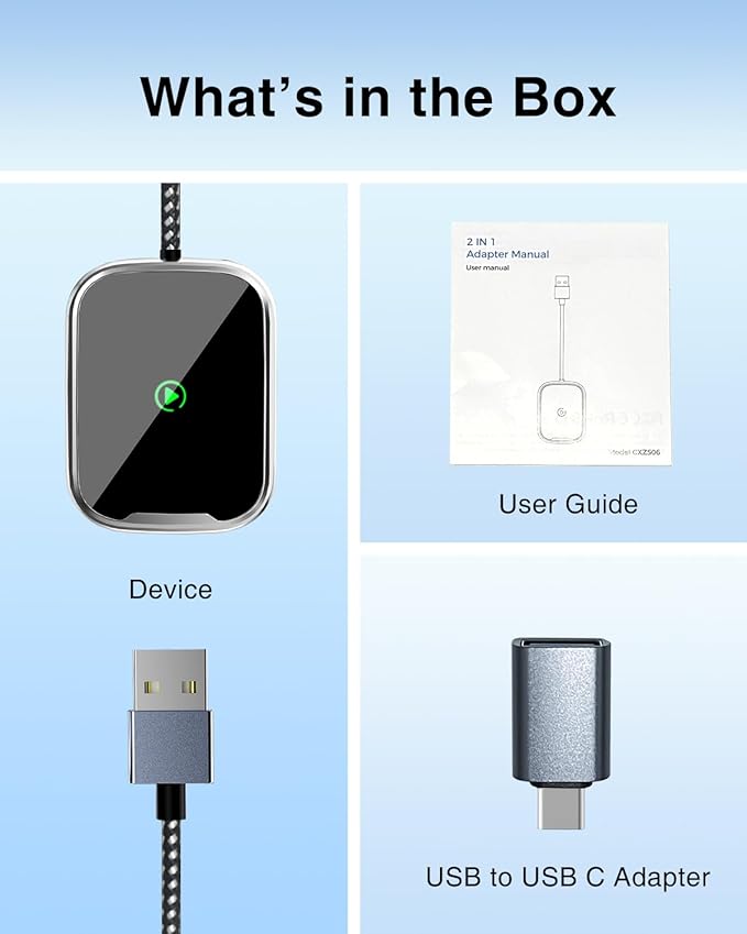 Wireless CarPlay & Android Auto Adapter 2 in 1, 2026 Upgrade 5G WiFi Dongle for Factory Wired CarPlay Cars, Convert Wired to Wireless for iPhone & Android, Plug & Play
