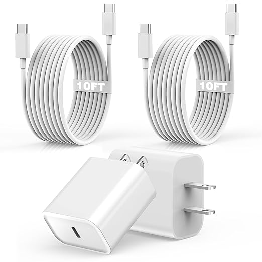 Fast Charger for iPhone 17/16/15 Charger,iPhone 16/15 ChargerFast Charging Type C USB C Wall ChargerBlock Adapter 10FT USB C Charging Cable Cord for Apple iPhone 17 16 15 Pro Max/15 Plus/iPad Pro/Air