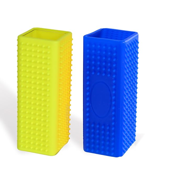 2pcs Pet Dog Cat Hair Remover, Pet Hair Removal Tool, Hollow Cleaner Brush for car，Interior, Furniture, Sofa (blue and yellow)