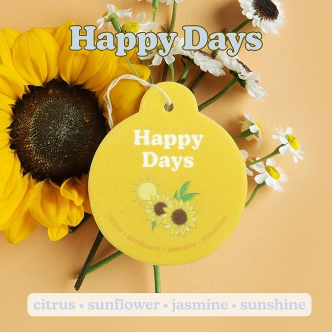 Happy Wax Clean Mix Car Charms 4-Pack Included Scents: Lemon Verbena, Fresh Cotton, Happy Days, Calming Lavender