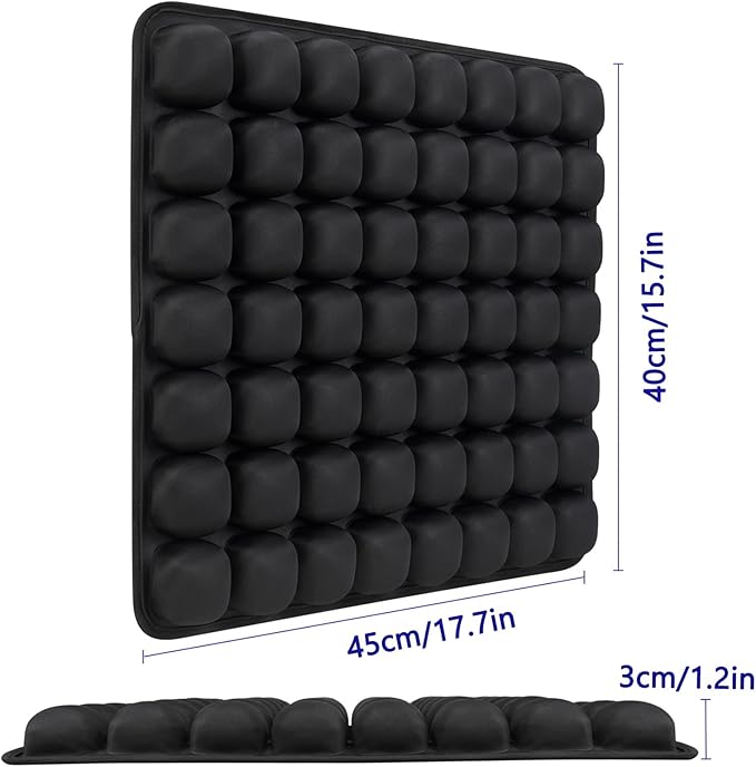 SUNFICON Air Cushion Inflatable Chair Air Seat Cushion Car Portable Breathable Comfort Cushion Office Wheelchair Pad Orthopedics Pain Pressure Relief Cushion Camping Seat Mat 18 x 16 x1 in Black