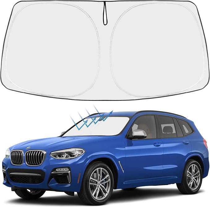 Proadsy 2026 Upgrade Front Windshield Sun Shade Foldable Sunshade Protector Custom Fit 2018-2025 BMW X3 Accessories