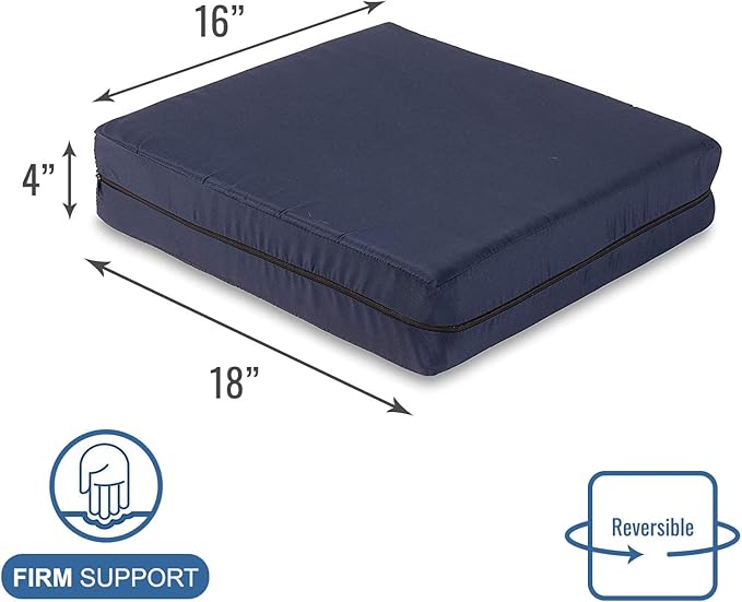 DMI Seat and Chair Cushion for Office Chairs, Wheelchairs, Scooters, Kitchen Chairs or Car Seats, for Support and Height while Reducing Stress on Back, Tailbone or Sciatica, 4 in