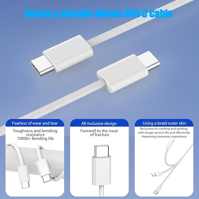 iPhone 17 16 Charger,2Pack USB C Fast Charger Apple Charge Type C Fast Charging Block&6FT USB C to C Woven Cable Cord for iPhone 17 Pro Max/17 Pro/Air/16 Plus/16E/15 Series/iPad Pro/Air/Mini