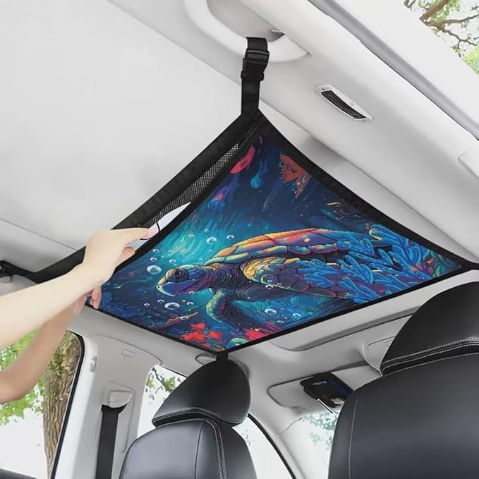 Turtle Seagrass Car Roof Storage Bag Car Seat Organizer Roof Storage Premium Car Seat Organizer One Size Inner Car Accessories