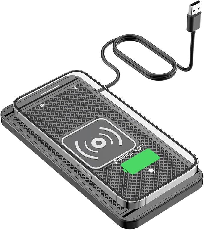 Wireless Charging Pad for Car for VW Jetta VI 2011 2012 2013 2014 2015 2016 2017 2018-pr, 15W Fast Wireless Charger Mat Non-Slip Silicone Car Center Console Phone Charging Pad,B/15W-USB
