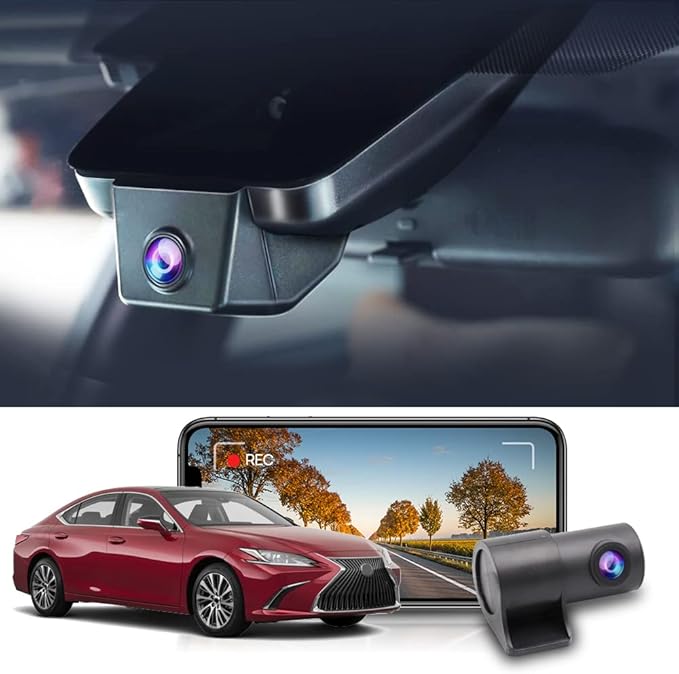 Fitcamx Front 2K+Rear 1080P Dash Cam for 2019-2025 Lexus ES350 ES300h ES250 F Sport, OEM Look, Dual 1440P+1080P HD Video, WiFi & APP, Loop Recording, G-Sensor, Easy to Set, 64GB Card