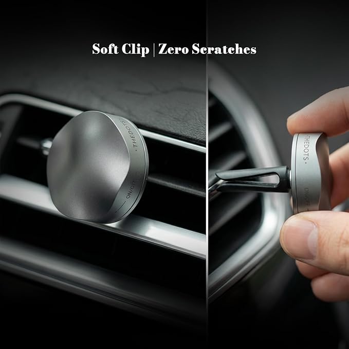 THEDOTS Gray Matte Metal Car Vent Clips, Refillable Air Freshener Car Decor, Moroccan Mint Tea Scent