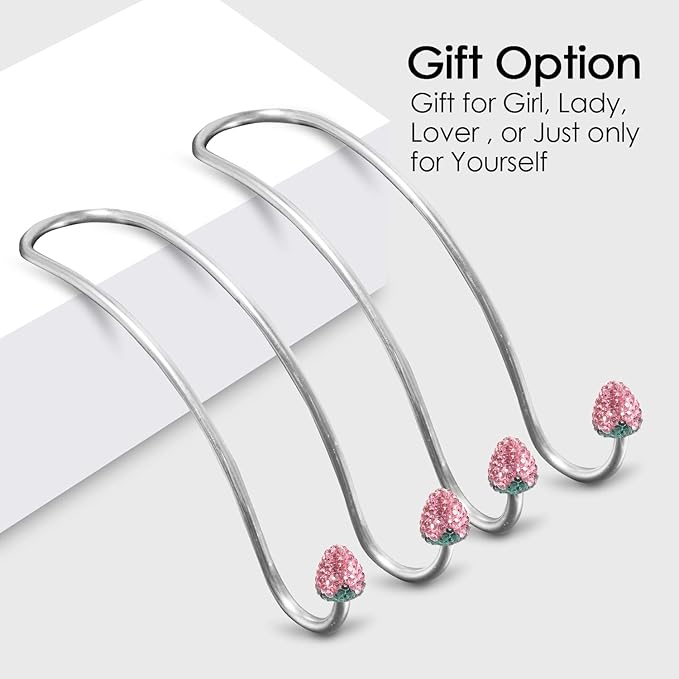 Guoord Pink Car Accessories for Women, 2 Pcs Hot Pink Car Decor Hooks for Purses and Bags, Durable Backseat Holder, Strawberry Purse Hook Hangers, Storage Universal for SUV Truck & Van
