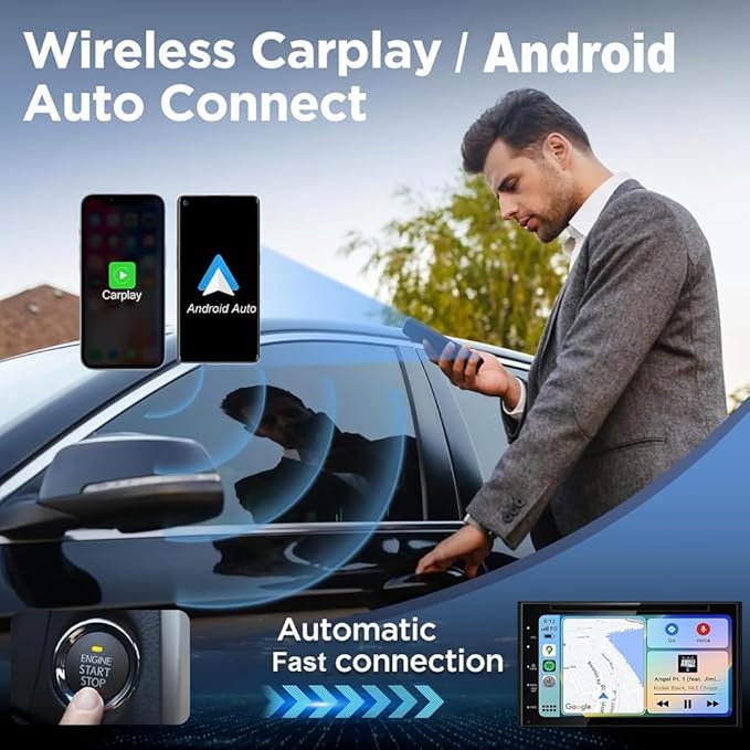 Wireless CarPlay Adapter for Apple iPhone, Android Auto Wireless Adapter for Samsung Galaxy/Motorola, 2025 Upgrade Plug & Play Fast Connection Car Play Smart Adapter (Clear)