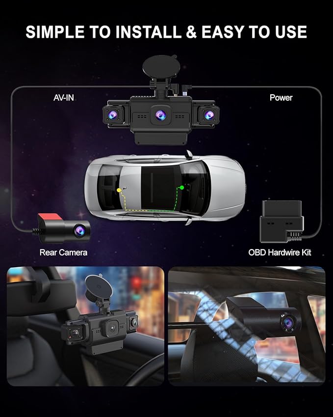 Dash Cam Front and Rear, 4-Channel 360° Coverage Car Dash Camera with STARVIS 2 Night Vision, GPS, 5.8GHz WiFi, 24H Parking Monitor, G-Sensor, 170° Wide Angle, 128GB Card Included
