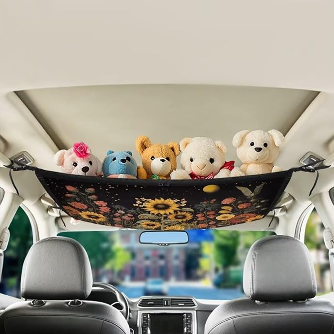 Flower Cluster Print Car Roof Storage Bag Car Storage Bag Organizer Multi-Purpose Car Bag Storage Box Organizer Pouch Pocket Large Capacity Storage for Small Items