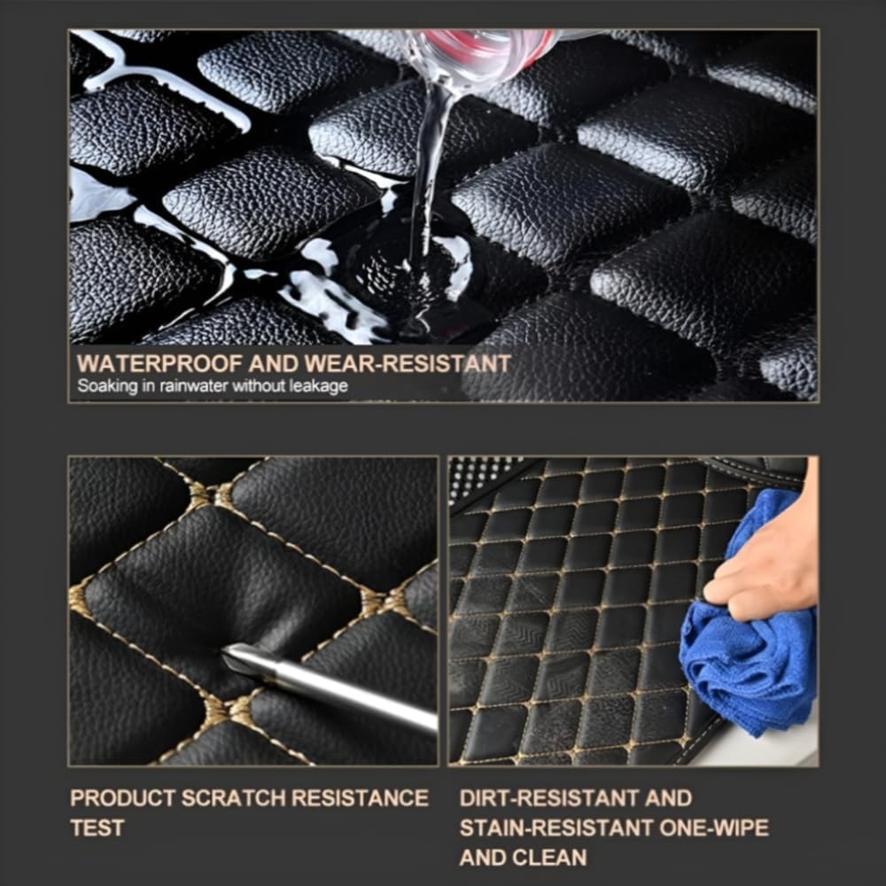 Add Personal Touch to Your Vehicle with IMEISH Customizable Logo Text Car Mats for 99% of vehiclesPads Protection Non-Slip Leather Floor Liners (White)