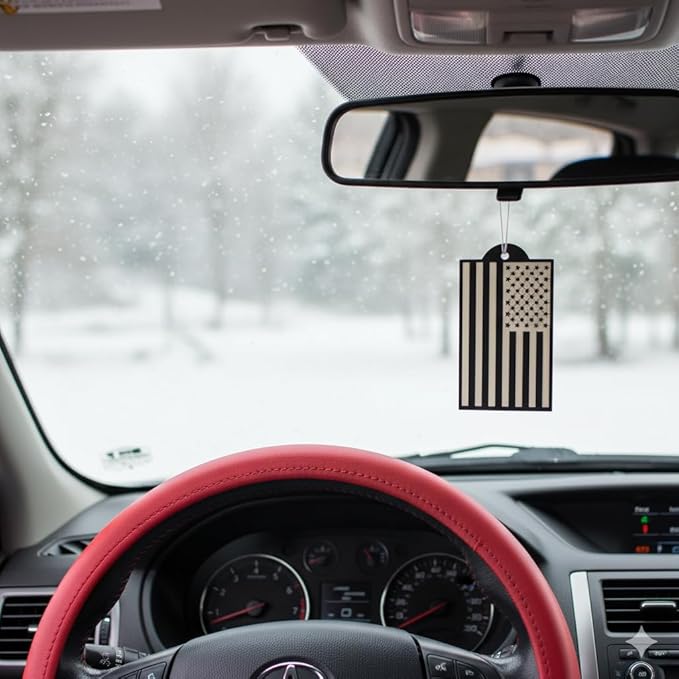 Elektroplate Inverted Black and White American Flag Automotive Air Fresheners for Vehicles | New Car Scent (6-Pack) | Made in the USA