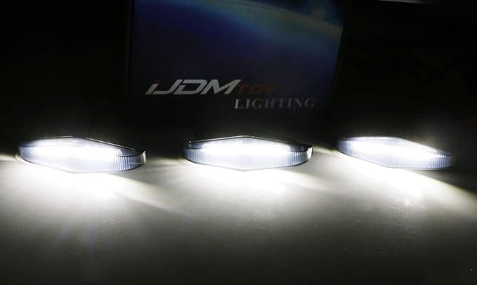 iJDMTOY 3pc Set Dark Smoked Lens Full LED Strip Front Grille Lighting Kit Compatible with 2014-up Toyota 4Runner, Includes (3) 24-SMD 6000K White LED Assy & Wiring Harness