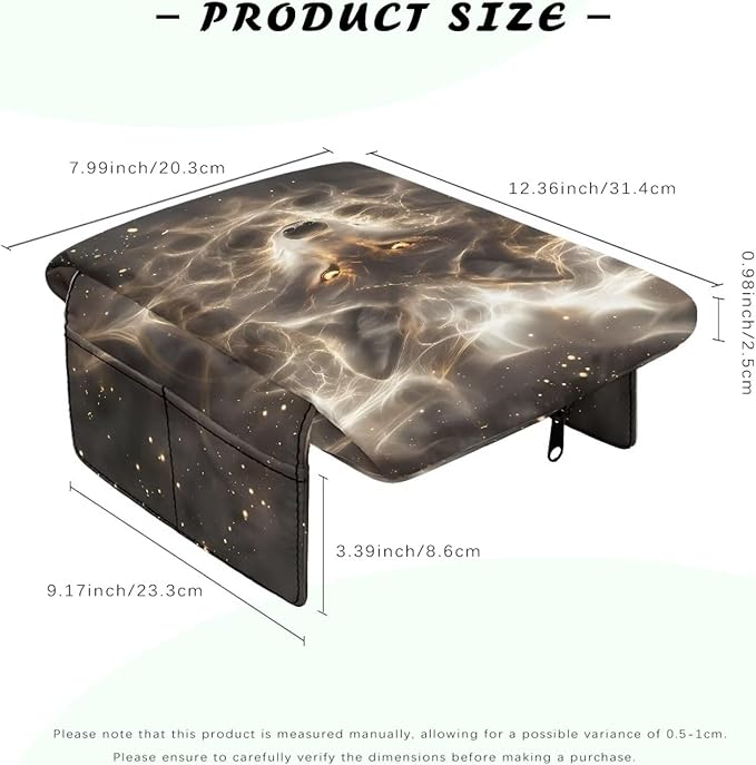 Car Center Console Cover Non-Slip Armrest Protector with 4 Storage Bags Wolf Print Car Armrest Seat Box Pad Car Interior Accessories for Most Vehicle