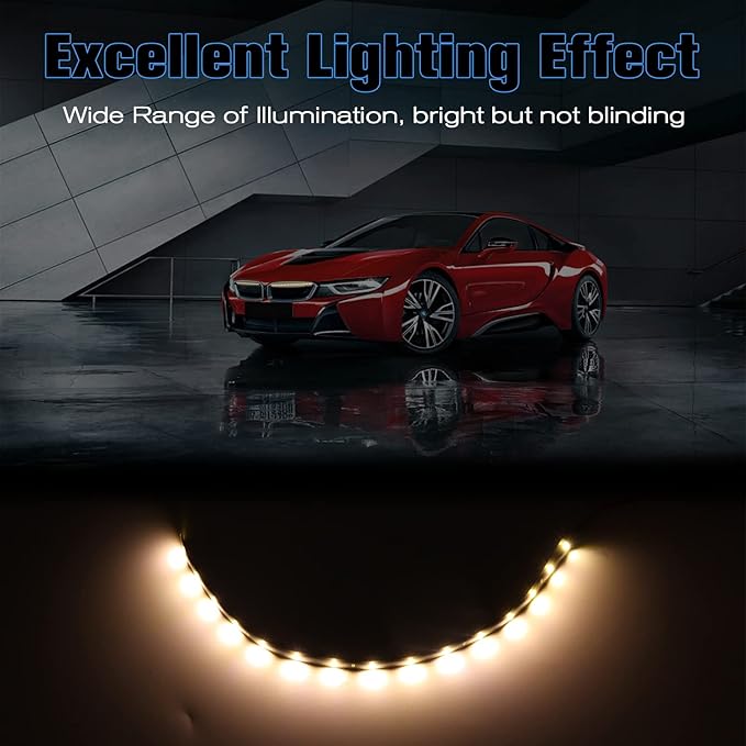 Warm White LED Strip Lights for Car BaishenglinMotor 12-Pack DC12V Waterproof 30CM/11.8"/1FT 5050 15-SMD LED Strip Underbody Light for Car Motorcycles Decoration Interior Exterior Strip Lights