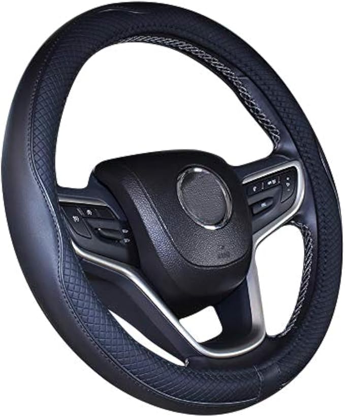 Mayco Bell Large Size Steering Wheel Cover Anti-Slip,Safety,Soft,Breathable,Durable,Full Surround,Comfortable Grip Microfiber Leather (15.5-16 inch, Black)