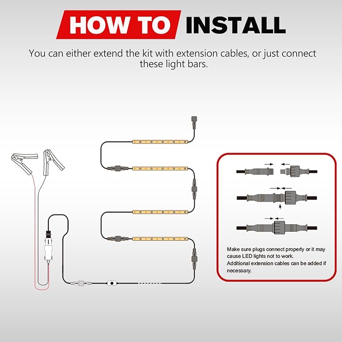 FIERYRED 12V Interior Light Bar Kit, Dimmable Camping Lights, Weatherproof IP67, Aluminum Magnetic Mount with Dimmer Switch, Portable Lights for Camping Tent Awning RV Car Trailer Boat (4 Pcs, White)