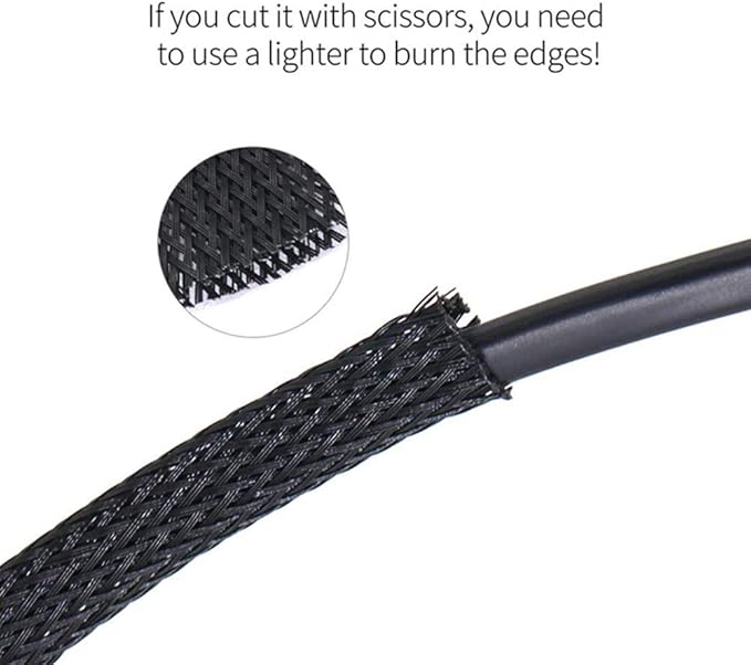 25ft - 1 Inch Cable Management Sleeve Protector,Wire Loom PET Expandable Wire Sleeving for Office TV Computer Home Theater Engine Bay Cord Organizer,Protect Cables from Pet Cat Dog Chewing,BlackRed