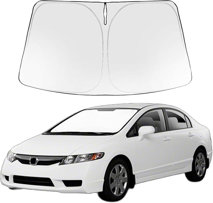 Proadsy 2026 Upgrade Windshield Sun Shade Custom Fit 2006-2011 Civic Foldable Front Sunshade Protector Sun Visor Blocks UV Rays Keep Car Cooler