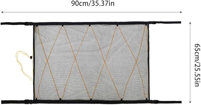 Healifty Portable Mesh Roof Storage Bag Auto Hanging Pouch Seat Container Lightweight Mesh Tote Rv Storage Net Black/Yellow