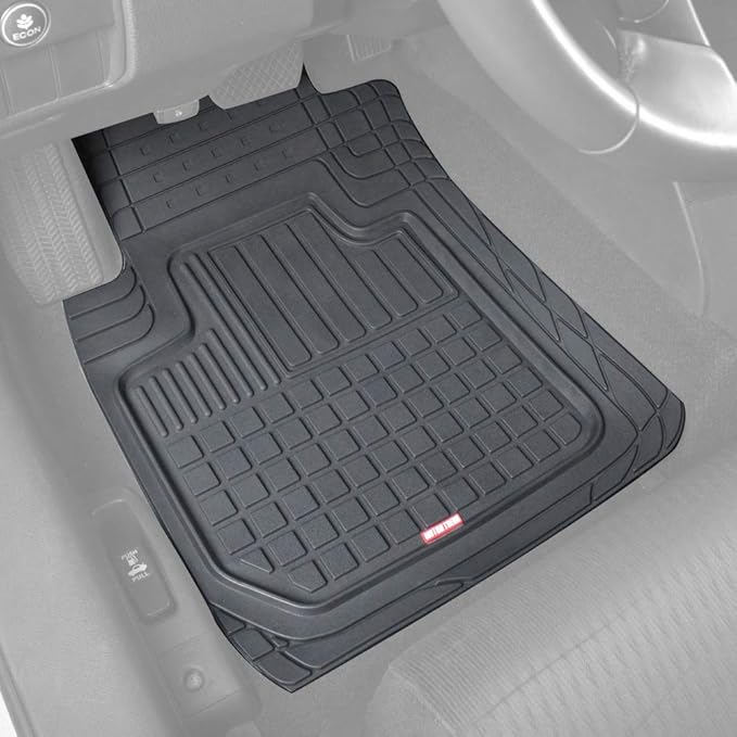 Motor Trend FlexTough Rubber Car Floor Mats with Cargo Trunk Liner, Trim to Fit Performance Plus Heavy Duty Liners for Auto SUV Truck Car Van, Thick & All Weather