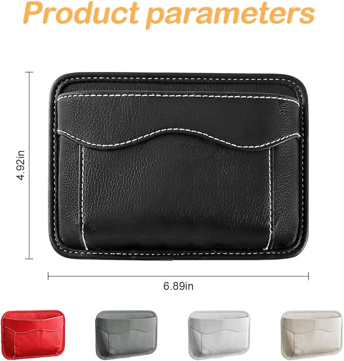 Osilly Car Seat Side Pocket Organizer, PU Leather Pen Phone Sunglasses Holder Tray Pouch Seat Gap Filler, Mini Storage Bag Car Interior Accessories for Auto Seat Door Window Console (Beige)