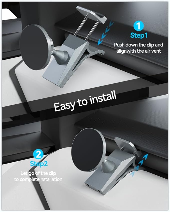 Phone Mount for Tesla Cybertruck The Ultimate Magnetic Phone Holder for Tesla Cybertruck Accessories | 360° Adjustable All-Metal Dash Mount with Strong Magnets Secure Clip-On Design Leaves No Residue