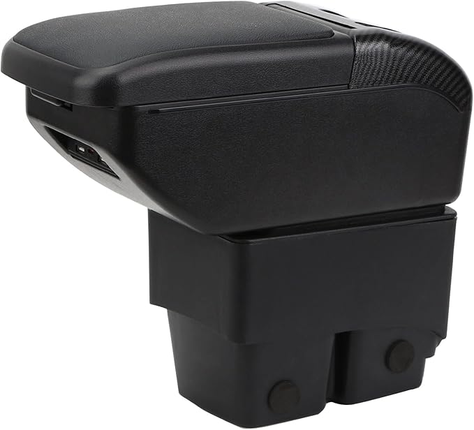 AULPHIKE Compatible with Ford Fiesta Armrest 3 MK7 2009-2017 Car Center Console Organizer Armrests Double Layer Storage with USB Ports（Black Style）