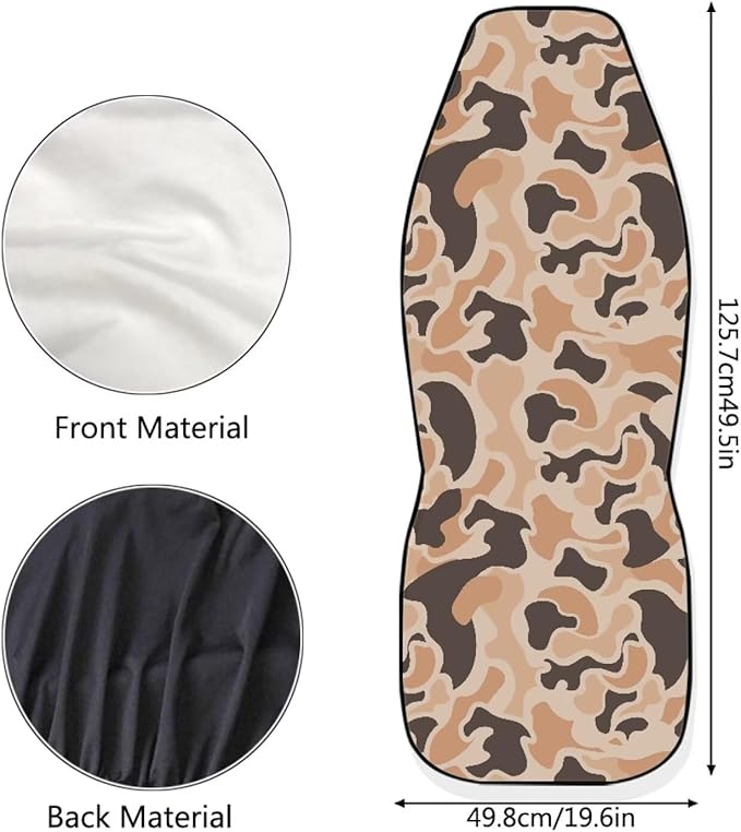 ELEQIN Brown Camo Front Car Seat Covers 2pcs, Automotive Seat Covers Car Accessories Universal Size Fit for Most Cars,SUVs&Trucks&Vans