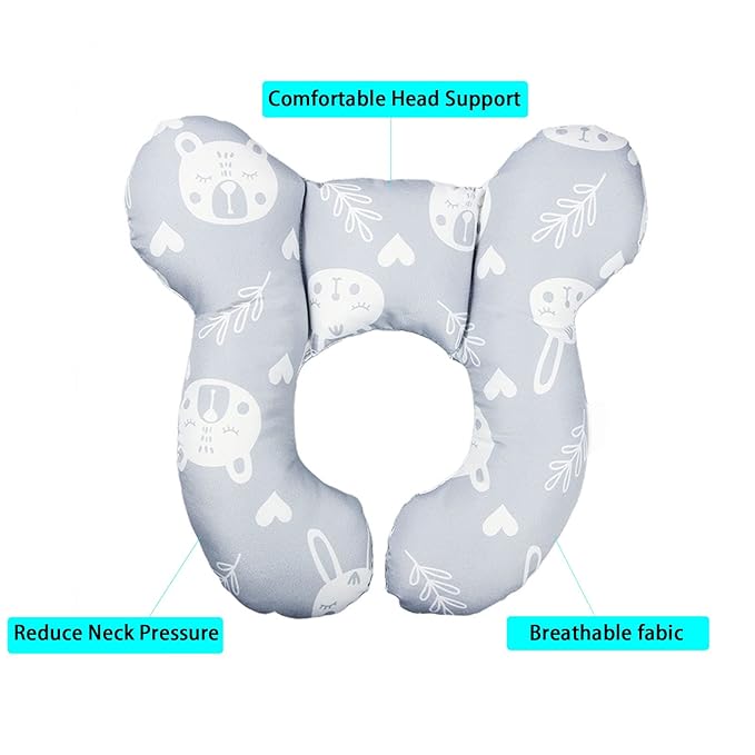 Baby Car Seat Head Support Pillow -Baby Travel Pillow Toddler Infant Head and Neck Support for Car Seat,Pushchair -Bear