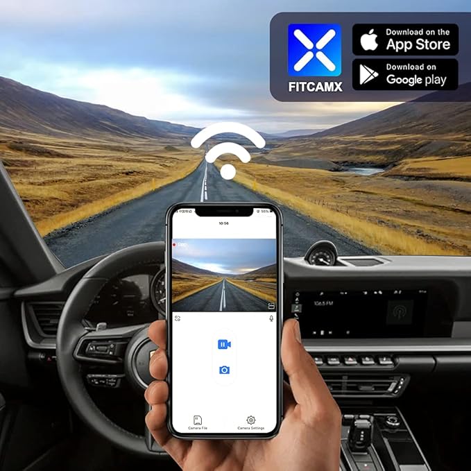 Fitcamx 4K Dual Dash Cam Adapts for Porsche 911 992 Cayenne 9YA 9Y0 9Y3 Panamera 971 Taycan (Model A), OEM Look, Front 2160P+Rear 1080 HD Video, WiFi & APP, Loop Recording, Parking Sensor, 128GB Card
