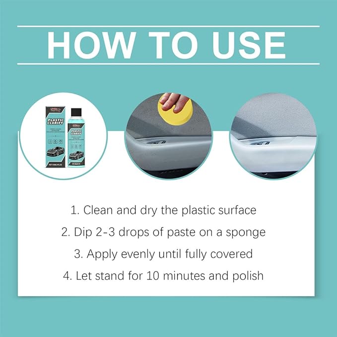 Plastic Clarify For Cars, 120ML Waterless Plastic & Trim Restorer Spray, Scratch Remover and Black Trim Restorer for Interior & Exterior Plastic, Rubber, and Vinyl Surfaces (3pcs)