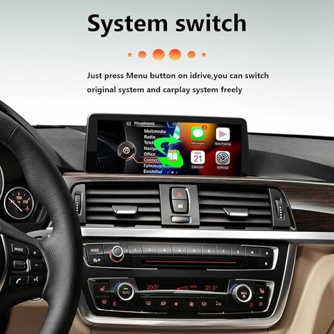 Carplay Android Auto Adapter for BMW NBT System Wireless Carplay Retrofit Decoder with 1 2 3 4 5 6 7 X1 X3 X4 X5 X6 Series Support Airplay Mirror Link, GPS/Navigation, Reverse Camera