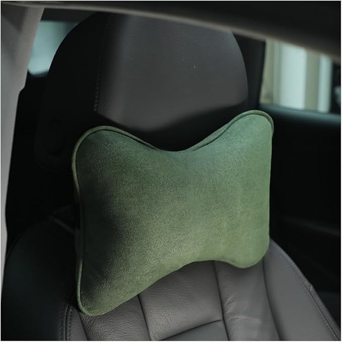 Car Neck Pillow, Soft Comfortable Memory Foam Auto Headrest Pillow Cushion with Adjustable Strap, Breathable Ergonomic Design Car Neck Pain Relief Cushion, Universal for Vehicles (Green)