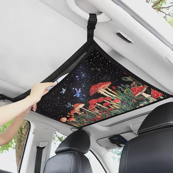 Dragonfly Mushroom Car Roof Storage Bag Multi-Purpose Seat Organizer All Car Storage Organizers One Size Inner Car Accessories