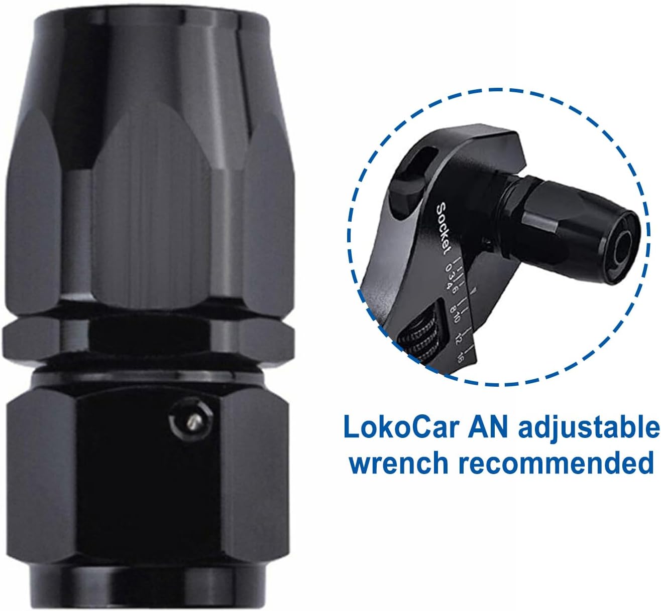LokoCar 8AN Hose End Fitting 0 Degree Straight Swivel For CPE Braided Hose Black 2Pcs