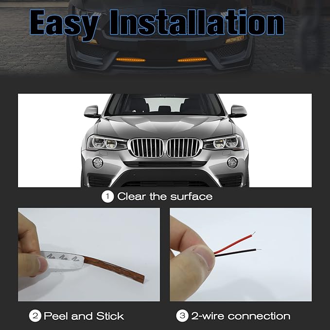 Amber Yellow LED Strip Lights for Car BaishenglinMotor 12-Pack DC12V Waterproof 30CM/11.8"/1FT 5050 15-SMD LED Strip Underbody Light for Car Motorcycles Decoration Interior Exterior Strip Lights
