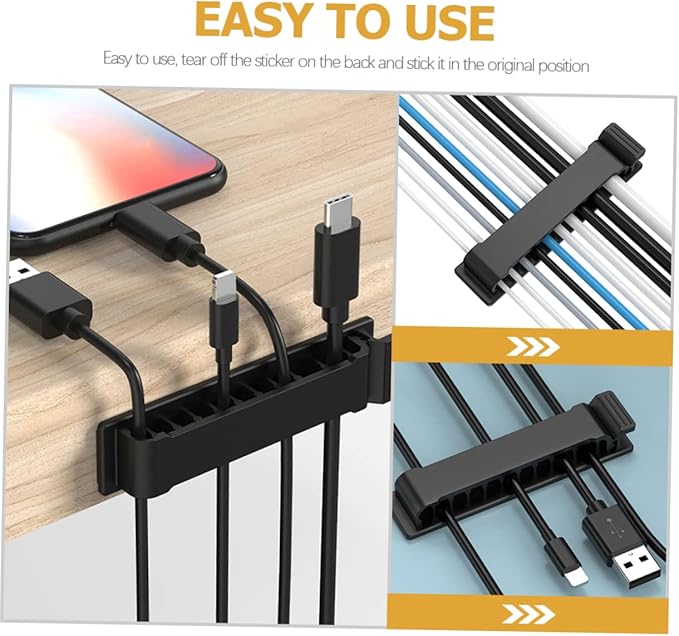 DOITOOL 4pcs Adjustable Self-Adhesive Cable Organizer for Efficient Office Car for Charging Cords USB